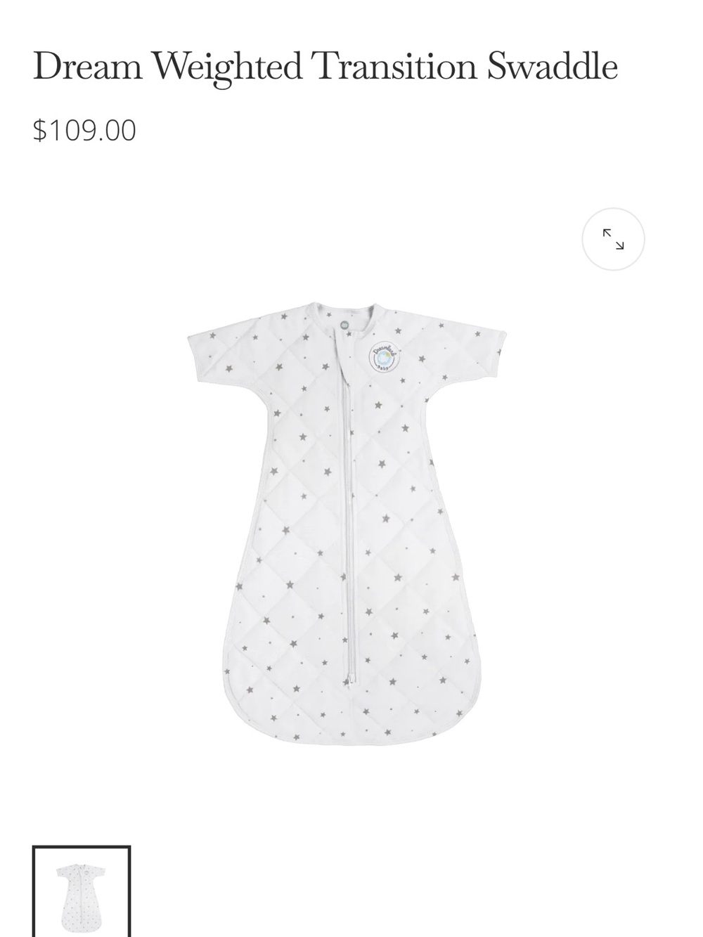 Dreamland Baby Weighted Transition Swaddle - White with Star Print
